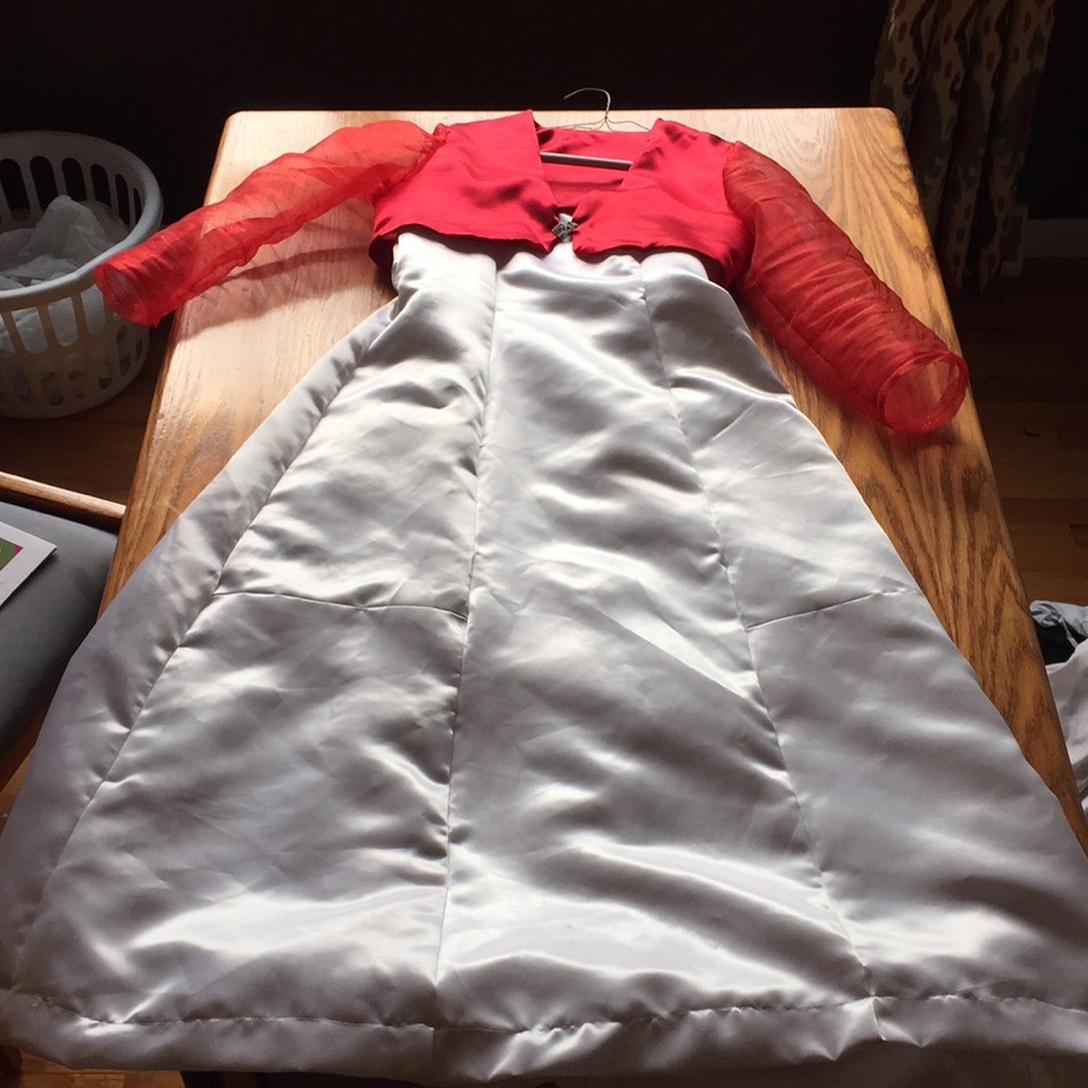 Handmade Red and White Dress with Jacket